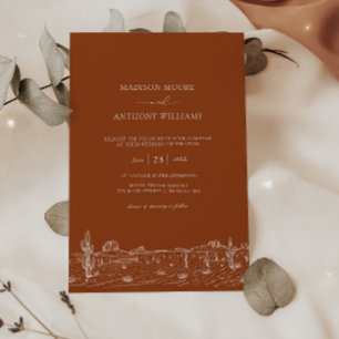 Wedding Terracota Desert Cactus Landscape Invitation