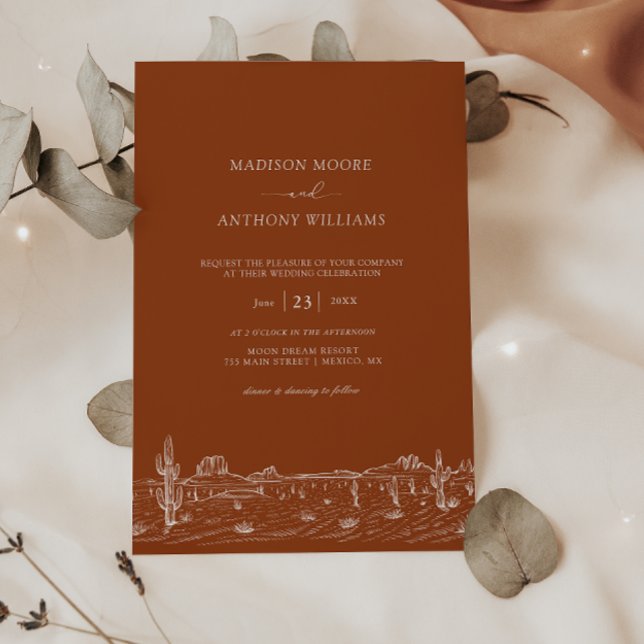  Wedding Terracota Desert Cactus Landscape Invitation (Creator Uploaded)