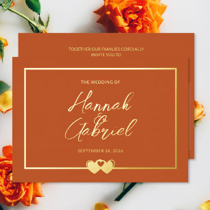 Wedding Terracotta and Gold Foil Invitation