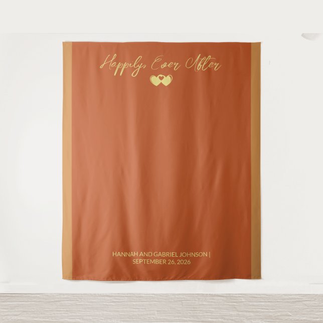 Wedding Terracotta Gold Backdrop Tapestry (Front)