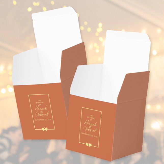 Wedding Terracotta Gold Favour Box (Wedding Terracotta Gold favor boxes (two shown))