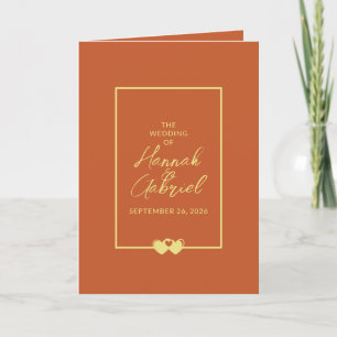 Wedding Terracotta Gold Folded Program