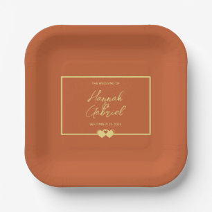 Wedding Terracotta Gold Paper Plate