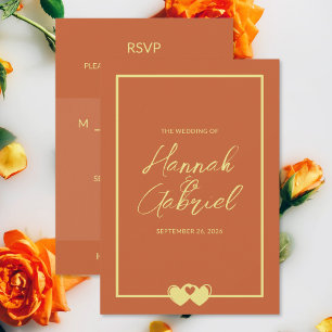 Wedding Terracotta Gold RSVP Meal Choice Card