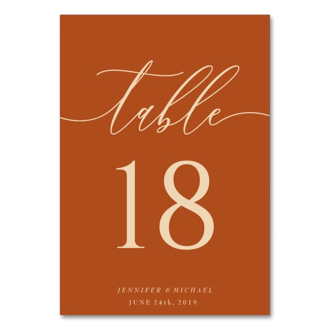 Wedding terracotta seating table number (Front)