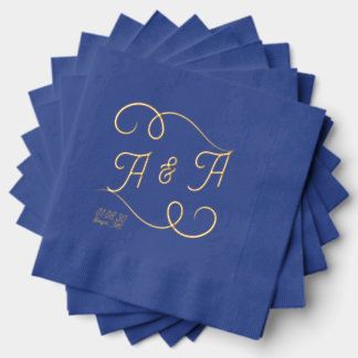 Wedding Text and Swash Lines Dinner  Foil Napkins