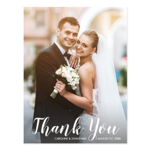 Wedding Thank You 2 Photos Fun Modern Casual Postcard