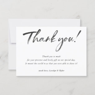 WEDDING THANK YOU black ink calligraphy photo Card