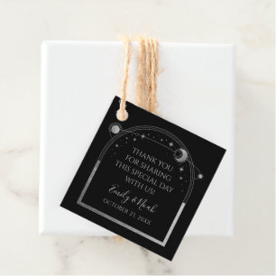 Wedding Thank You Black Silver Sun Moon Stars Favour Tags