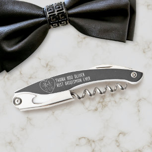 Wedding Thank You Black & White Waiter's Corkscrew