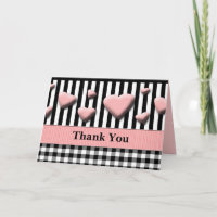 Wedding Thank You Blank Inside Pink Hearts Design