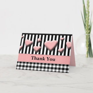 Wedding Thank You Blank Inside Pink Hearts Design Card