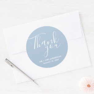 Wedding Thank You Blue Wedding Favour Classic Round Sticker