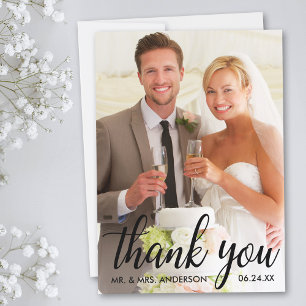 Wedding Thank You Bride and Groom Photo Card B