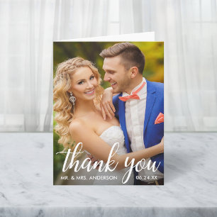 Wedding Thank You Bride and Groom Photo Note Card