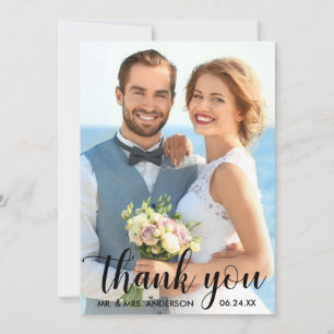 Wedding Thank You Bride Groom Photo Card B