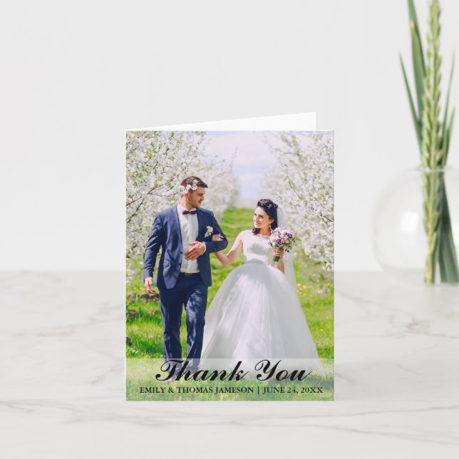 Wedding Thank You Bride & Groom Photo Note Card L (Front)