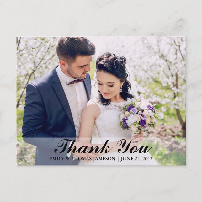 Wedding Thank You Bride & Groom Photo Postcard B (Front)