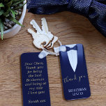 Wedding Thank You Bridesman Blue Tuxedo Keychain<br><div class="desc">Thank your Bridesman with this blue tuxedo keychain. Suitable for any member of the Bridal Party! Just add your details and a short message on reverse</div>