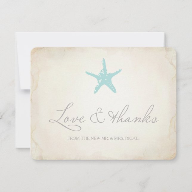 Wedding Thank You Card, Beach Wedding Invitation (Front)