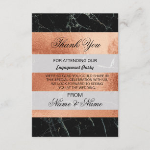 Wedding Thank You Card Black Marble Rose Gold