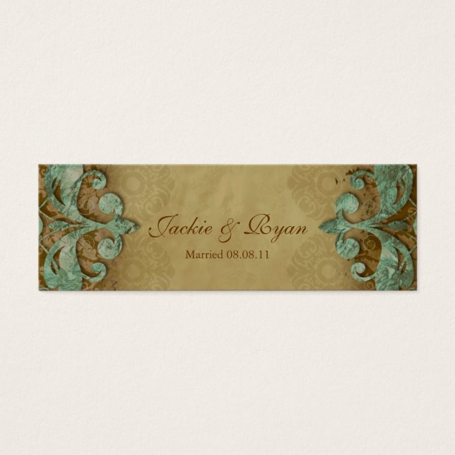 Wedding Thank You Card Bookmark Favour Verdigris (Front)