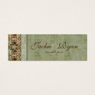 Wedding Thank You Card Bookmark Favour Vintage