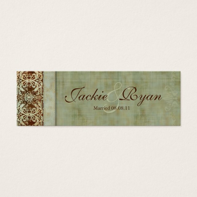 Wedding Thank You Card Bookmark Favour Vintage (Front)
