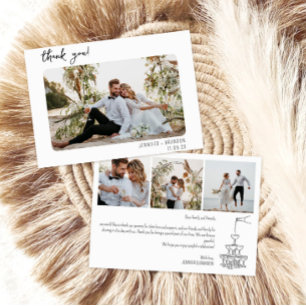 Wedding thank you card Champagne tower 