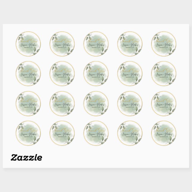 Wedding Thank You Card Classic Round Sticker (Sheet)
