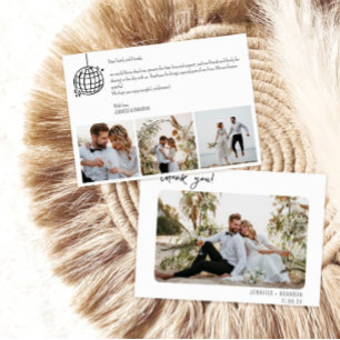 Wedding thank you card disco ball