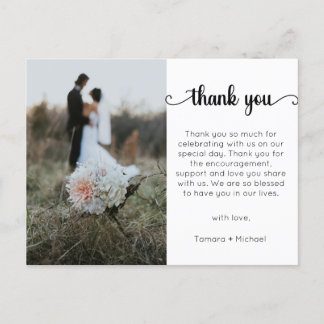 Wedding Thank You Card, Modern Script Postcard