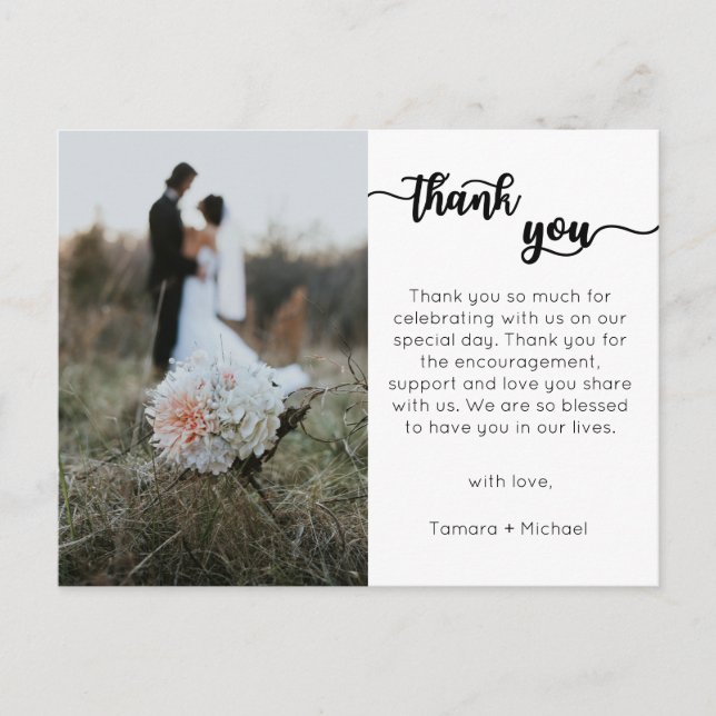 Wedding Thank You Card, Modern Script Postcard (Front)