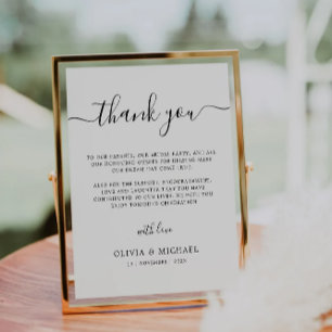 Wedding Thank You Card, Printable Thank You Note Pedestal Sign