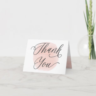 Wedding Thank You Card, Rose Watercolor Circles Card