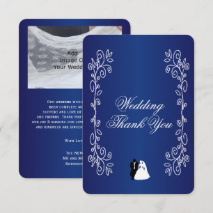Wedding Thank You Card Royal Blue Bride Groom