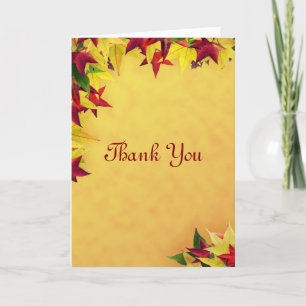 Wedding Thank You Card with Autumn Fall Leaves
