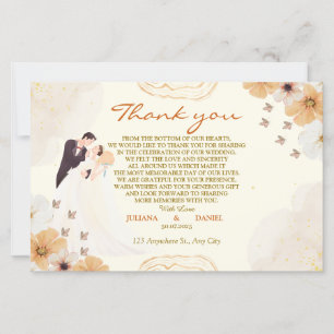 Wedding Thank You Card with Cream Floral Design