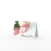 Wedding Thank you card with pink rose flowers