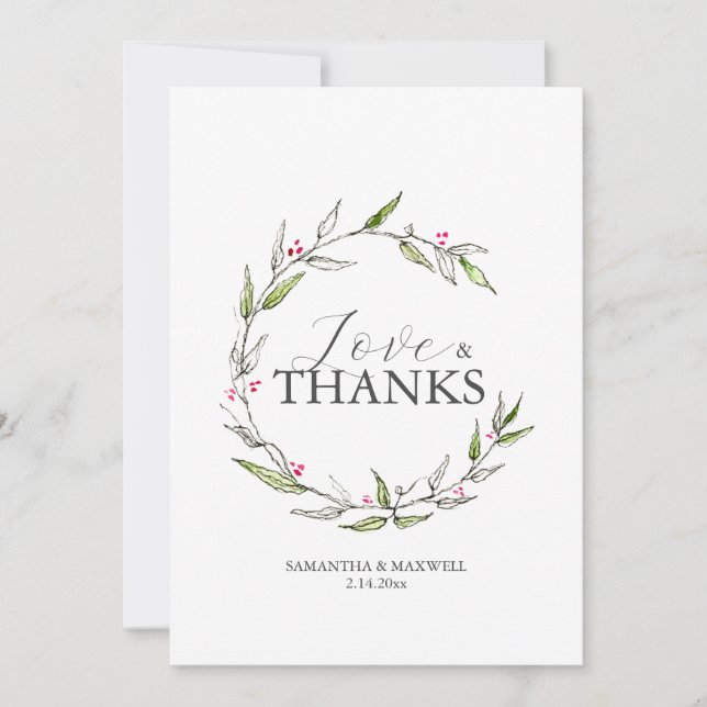 Wedding Thank You Cards Botanical Line Art (Front)