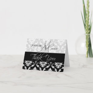 Wedding Thank You Cards Damask Monogram