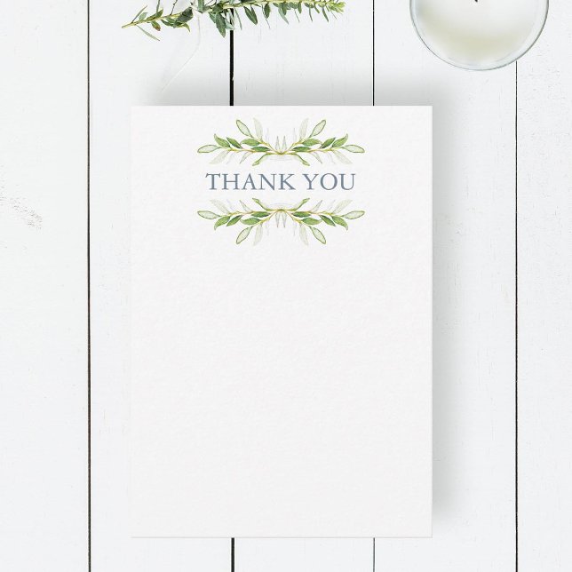 Wedding Thank You Cards Elegant Greenery (Thank you note cards watercolor botanical art by Victoria Grigaliunas of Do Tell A Belle)