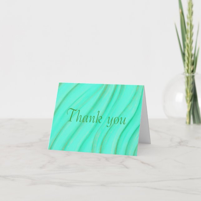 Wedding Thank you cards, green and gold blends (Front)