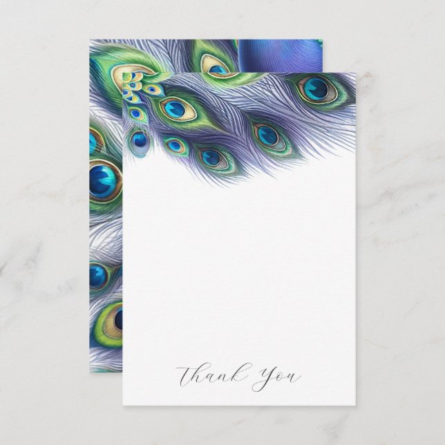 Wedding Thank You Cards Majestic Peacock (Front/Back)