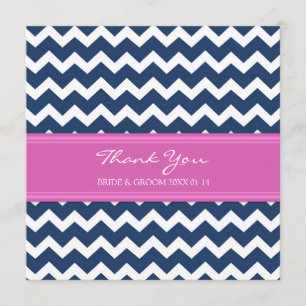 Wedding Thank You Cards Pink Blue Chevron