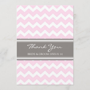 Wedding Thank You Cards Pink Grey Chevron