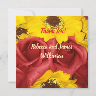 Wedding  Thank You Cards red roses sunflower photo