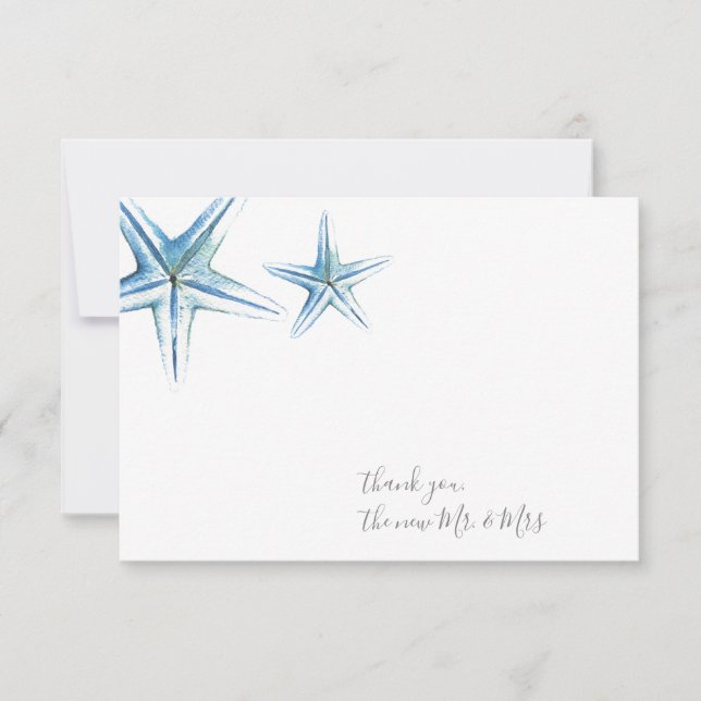 Wedding Thank You Cards Watercolor Starfish (Front)