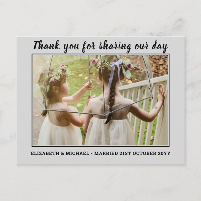 Wedding Thank you Cards With Photo Virtual Digital (Front)