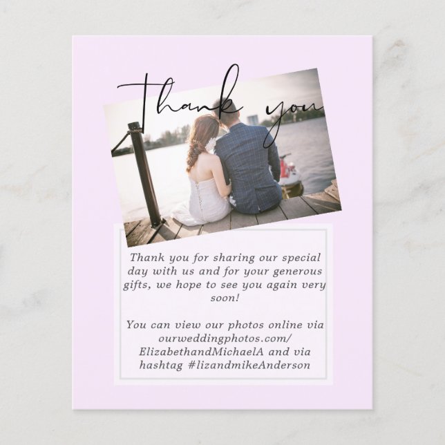 Wedding Thank You Cards With Photo Virtual Digital (Front)